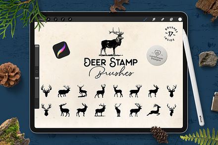 Deer Stamp Brushes for Procreate