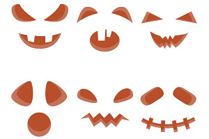 Halloween Pumpkin Monster Face Set 1