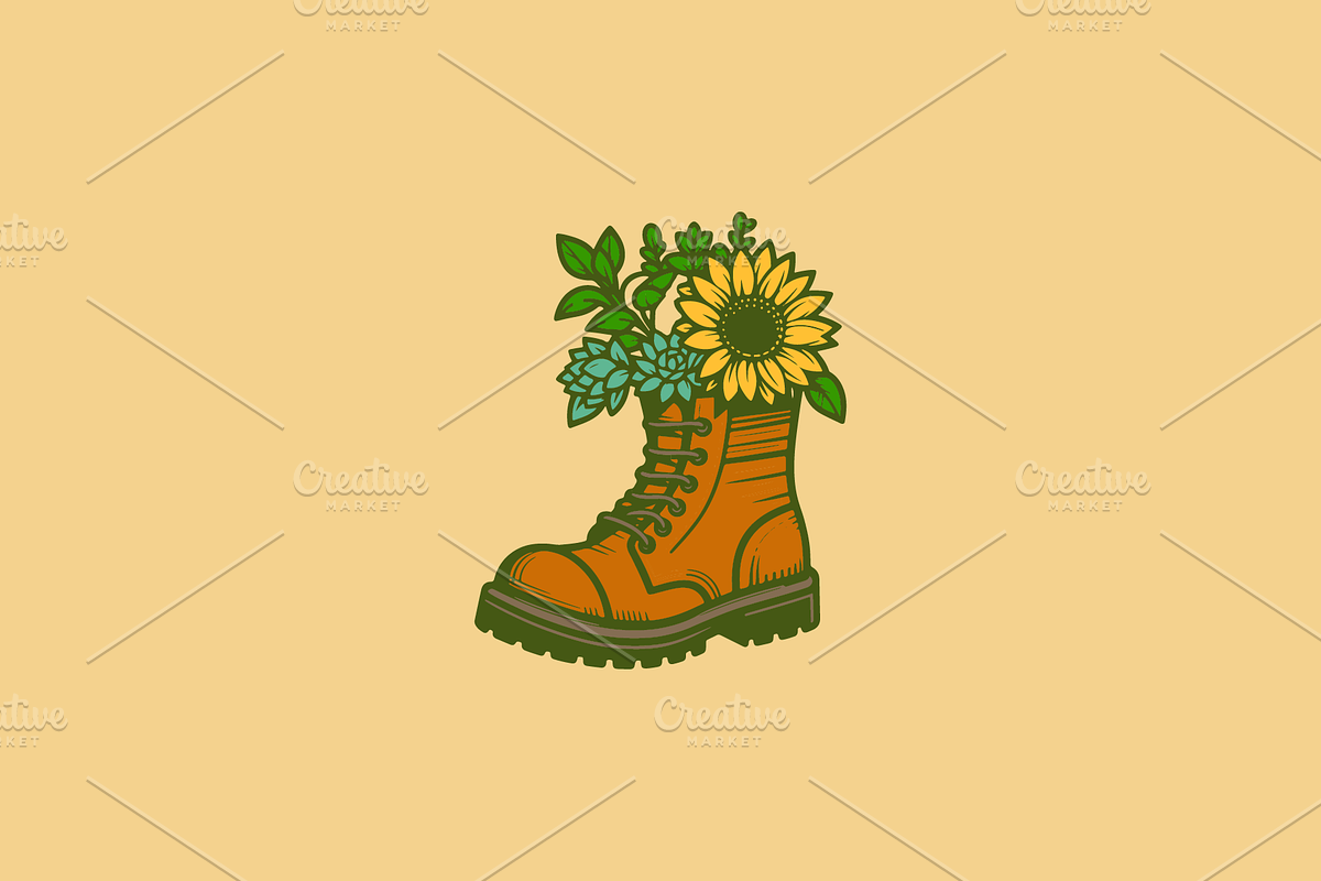 Farm Sunflower Boot Logo Templates, a Branding & Logo Template by MerdeneDesignStudio (Photo 4 of 5)