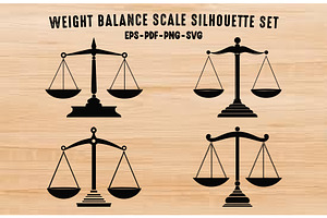Beam Balance Scale Silhouette Set, an Object Illustration by Gfx Expert Team