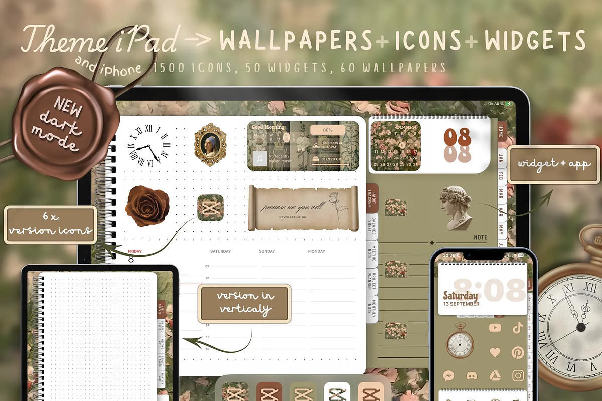 Vintage Romance iPad & iPhone Theme, a Wallpaper Graphic by BeeRubby (Photo 1 of 9)
