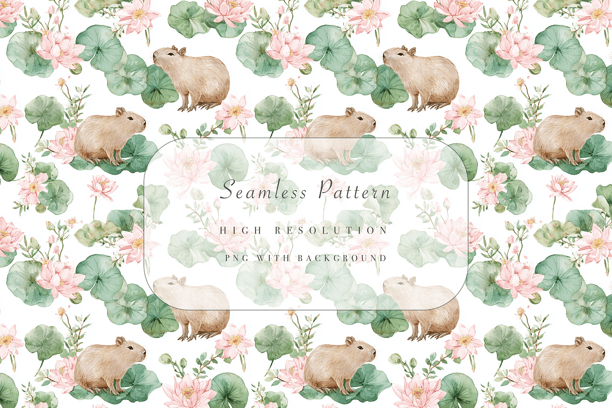 Capybaras Pattern, an Animal Illustration by Pati Charm Studio (Photo 1 of 7)