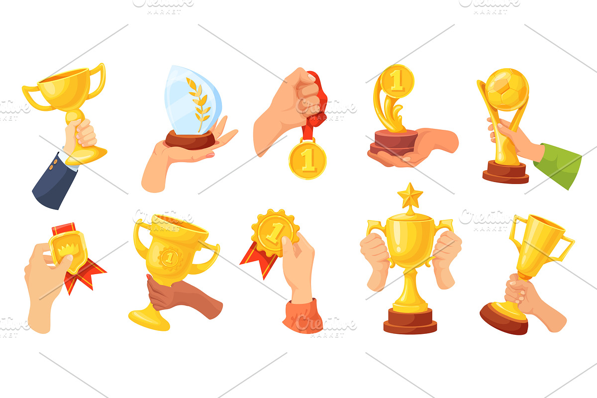 Hands hold trophy. Champion hand, a Sport Illustration by Stock-Smart-Start