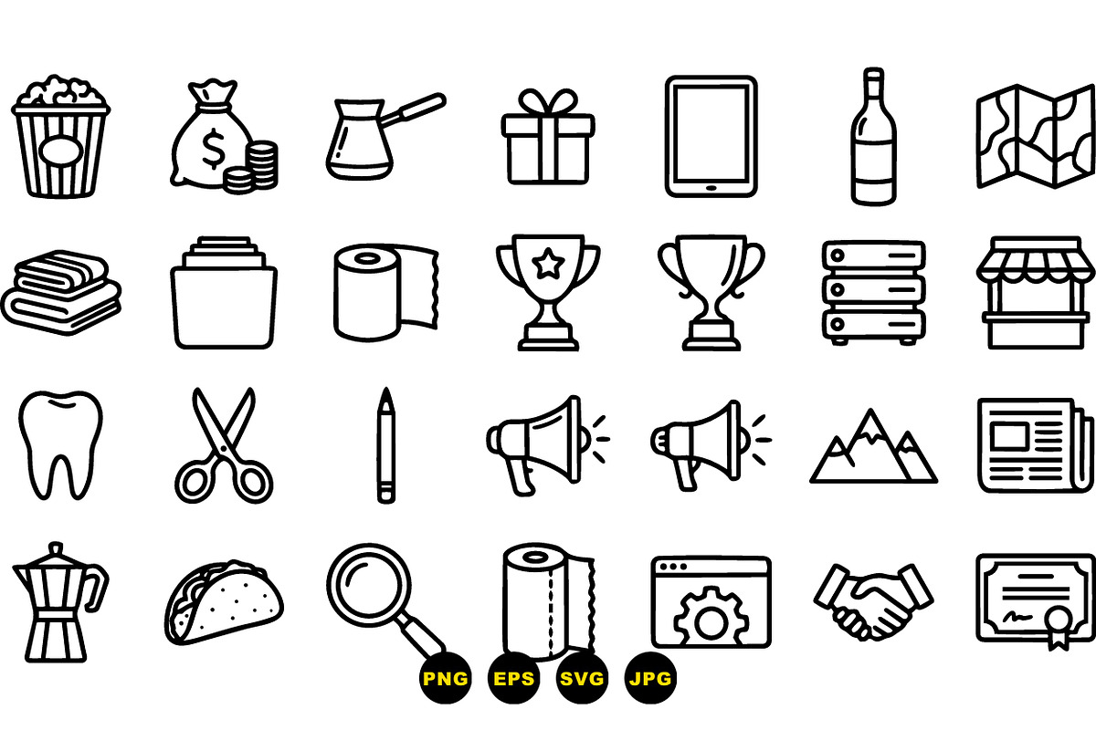 Minimalist Black Outline Icon Set, an Illustration by designvectx (Photo 3 of 3)