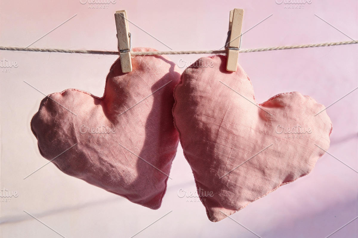 Soft Pink Fabric Hearts on Clothesli, a Holiday Photo by IrinaCzaran (Photo 2 of 2)