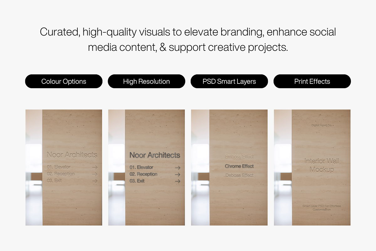 Interior Wall Logo Mockup PSD, an Advertising Mockup by Digital Asset Co (Photo 2 of 7)