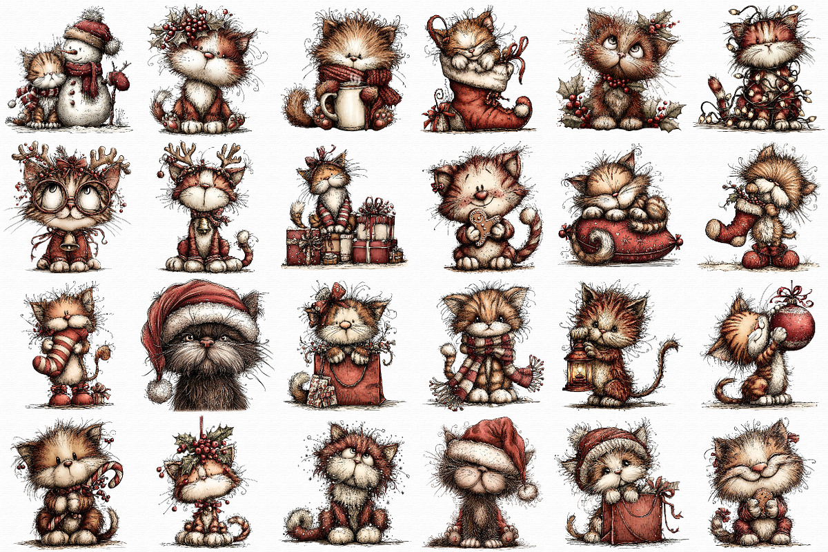 Festive Cat Winter Clipart, an Illustration by Libby Wishes (Photo 5 of 8)