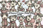 Whimsical Valentine Funny Dog Clipar, an Illustration by SVGArt (Thumbnail 1 of 8)