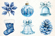 Christmas Blue Clipart PNG, an Illustration by DreamCafeArt (Thumbnail 3 of 7)
