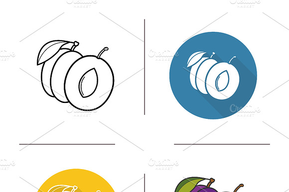 Plum Icons. Vector