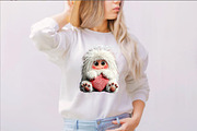 Watercolor Valentine Cute Yeti Clipa, an Illustration by SVGArt (Thumbnail 3 of 7)