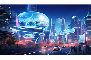 urban futuristic road background ai, a Transportation Photo by pikepicture