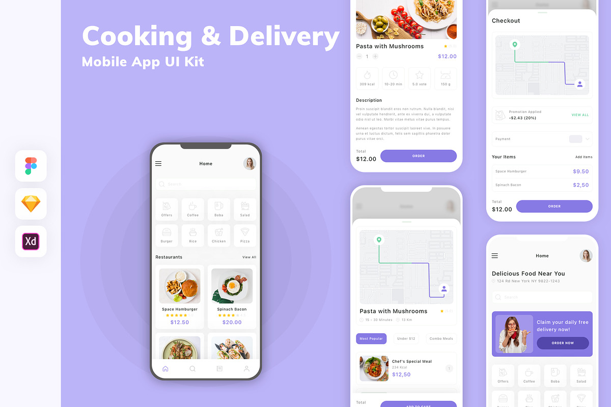 Cooking & Delivery Mobile App UI Kit, an UI Kit Template by uicube