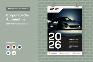 Automotive Corporate Wall Calendar, a Stationery Template by twinstd