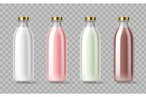 Glass milk bottle collection with, a Food Illustration by art PVP - market