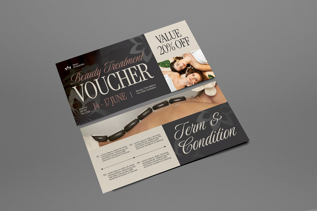 Beauty Treatment Gift Voucher, a Card Template by graphicook (Photo 2 of 3)