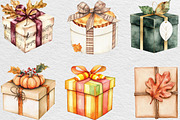 Watercolor Autumn Gift Box Clipart, an Illustration by Black Bird Studio (Thumbnail 2 of 6)