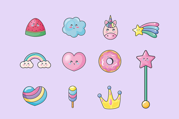Kawaii Unicorn Illustration Set preview 2