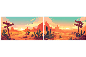 wooden signpost in desert. landscape, an Animal Illustration by Stock-Smart-Start
