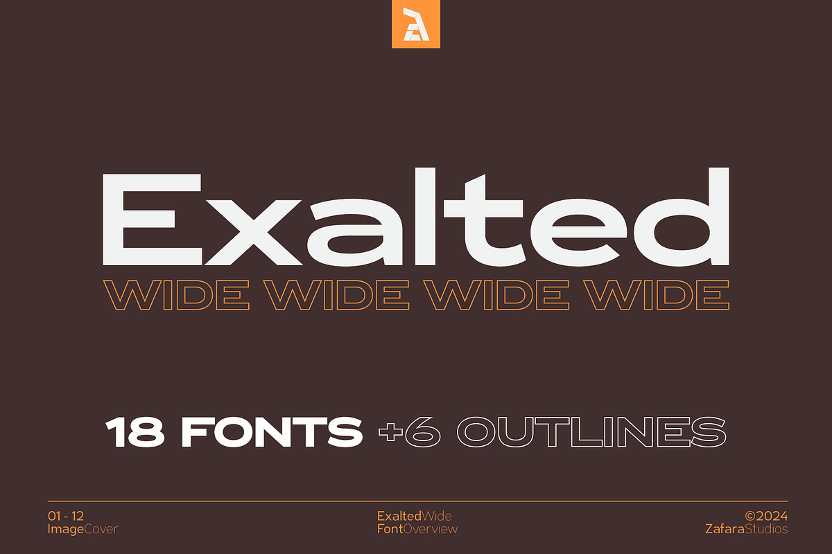 Exalted Wide, a Sans Serif Font by Zafara Studios (Photo 1 of 12)