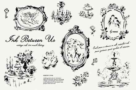 Ink Between Us - Romantic Line Art, a Decorative Illustration by Purple