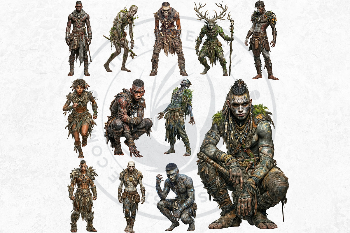 Primal Fantasy Tribal Characters PNG, a Person Illustration by ThatsDesignArt (Photo 7 of 13)
