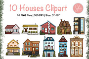 10 Houses Clipart Bundle - Colored, an Object Illustration by shielscreations (Thumbnail 1 of 5)
