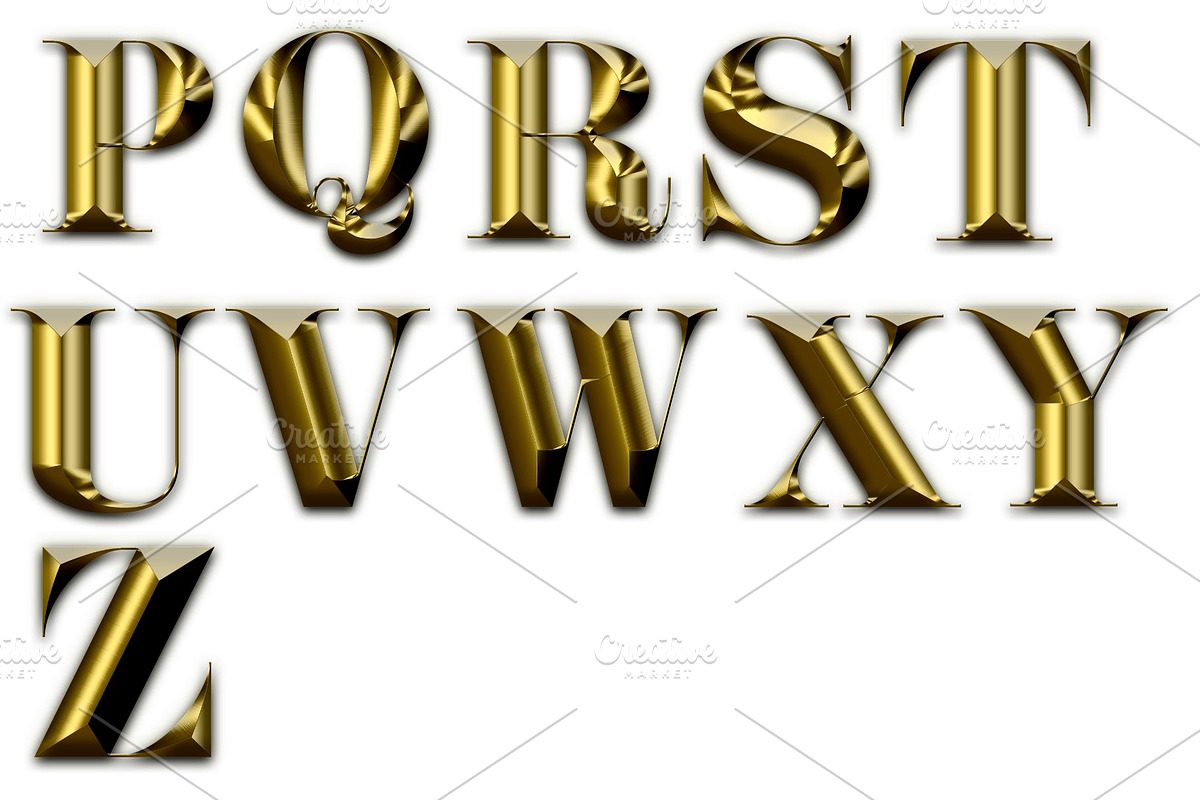 Golden Serif 3D Font Clipart, an Illustration by Stellalunarts (Photo 3 of 4)