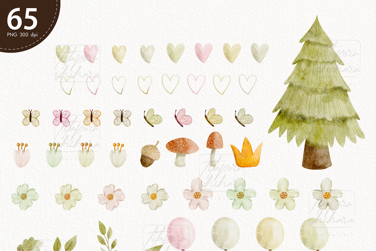 Watercolor Woodland Animals Clipart, an Animal Illustration by TitaLivingArt (Photo 4 of 11)