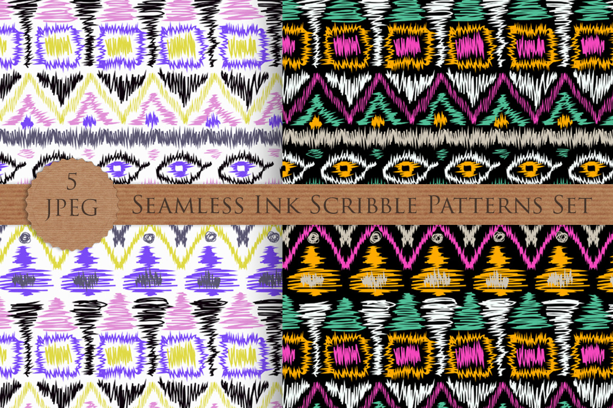 SCRIBBLE ink seamless folk patterns, a Pattern Graphic by Futurel (Photo 4 of 5)