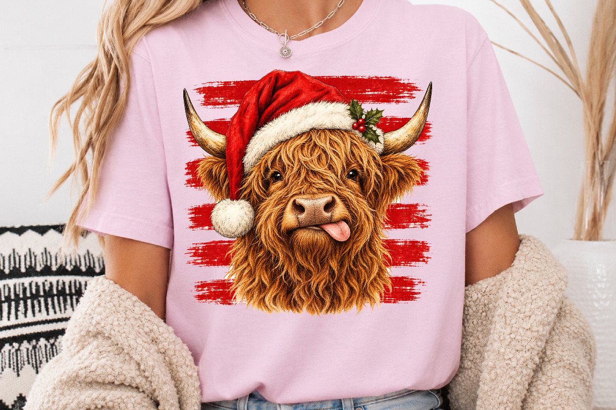 Christmas Highland Cow Santa Hat PNG, a Seasonal Illustration by Rose Art (Photo 3 of 4)