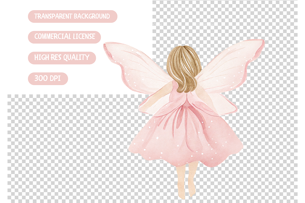 Pink Fairy Clipart Set, an Illustration by TatiMockup (Photo 6 of 6)