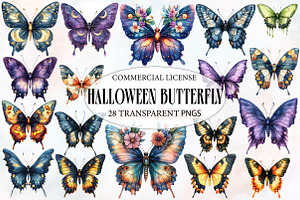 Halloween Butterfly Garden Clipart, an Illustration by Designworld