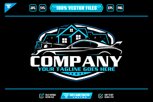 Car Wash Home Logo: Auto Cleaning