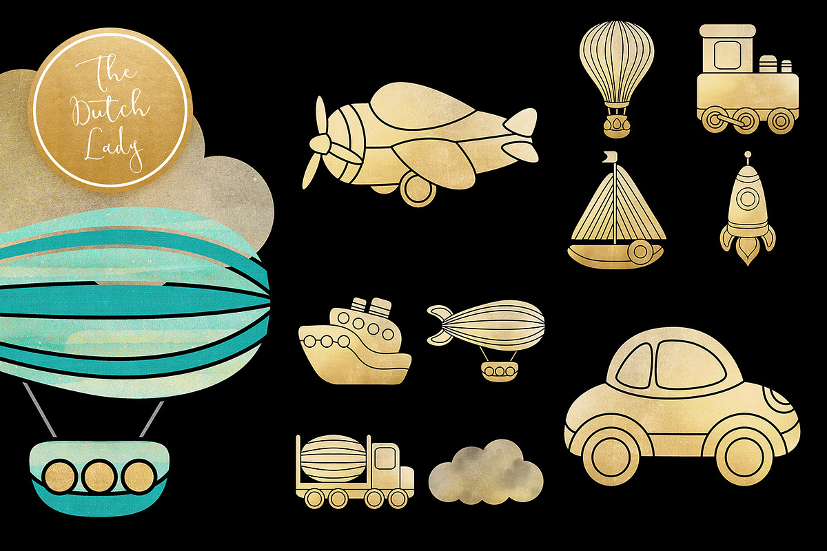 Transportation & Travel Clipart Set, a Transportation Illustration by The Dutch Lady Designs (Photo 4 of 5)