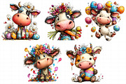 Watercolor Easter Funny Cow Clipart, an Illustration by Daily.Designs (Thumbnail 4 of 7)