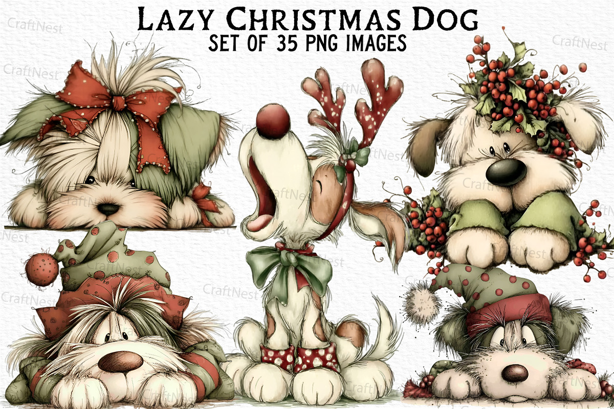 Lazy Christmas Dog Sublimation, an Illustration by Craft Nest (Photo 1 of 6)