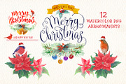 watercolor christmas clipart, an Illustration by Art & Things (Thumbnail 11 of 12)