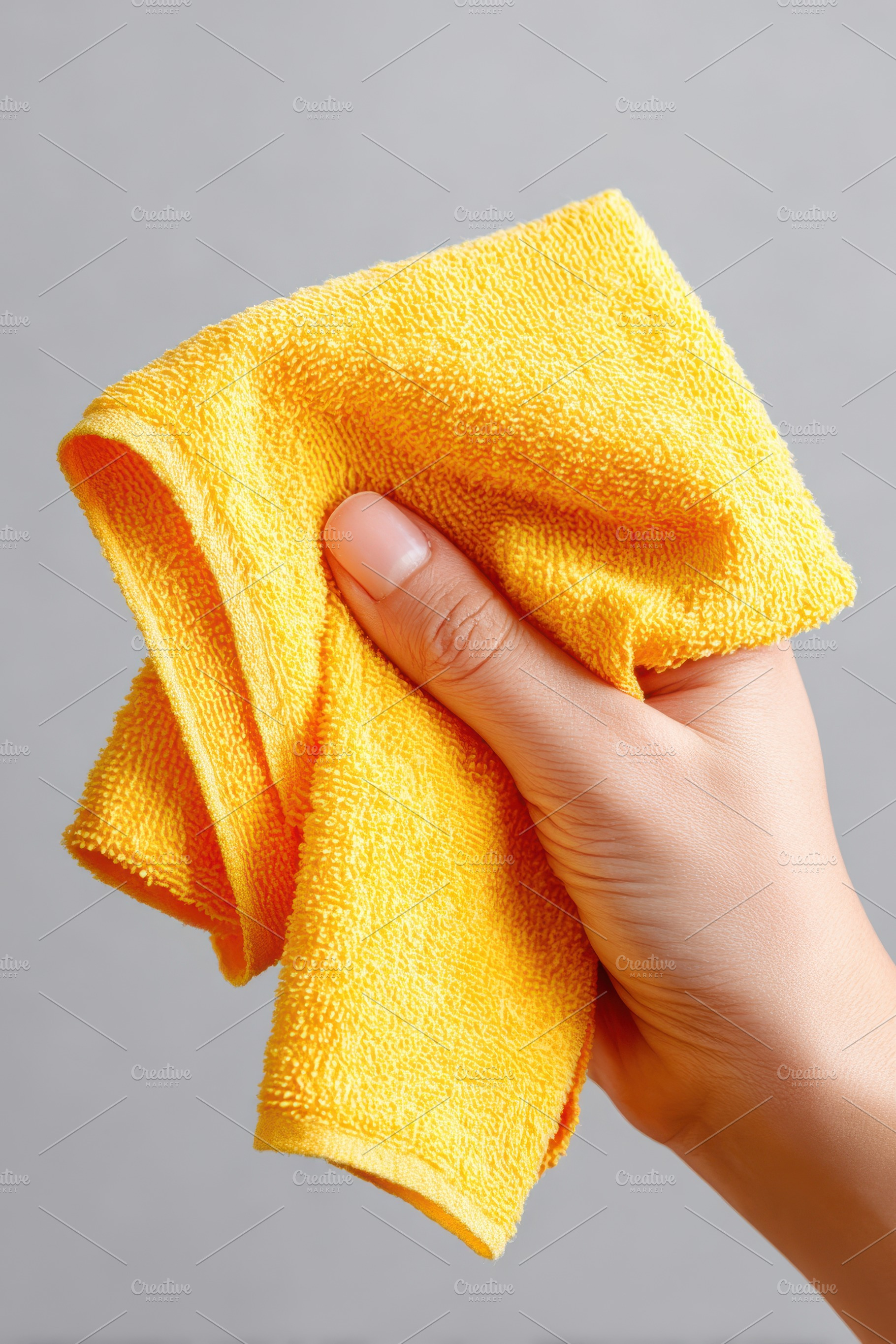 Hand with cleaning microfiber cloths, an Abstract Photo by AlyaAnd