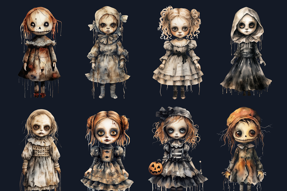Halloween Spooky Dolls Clipart, an Illustration by GiraffeCreative (Photo 7 of 9)