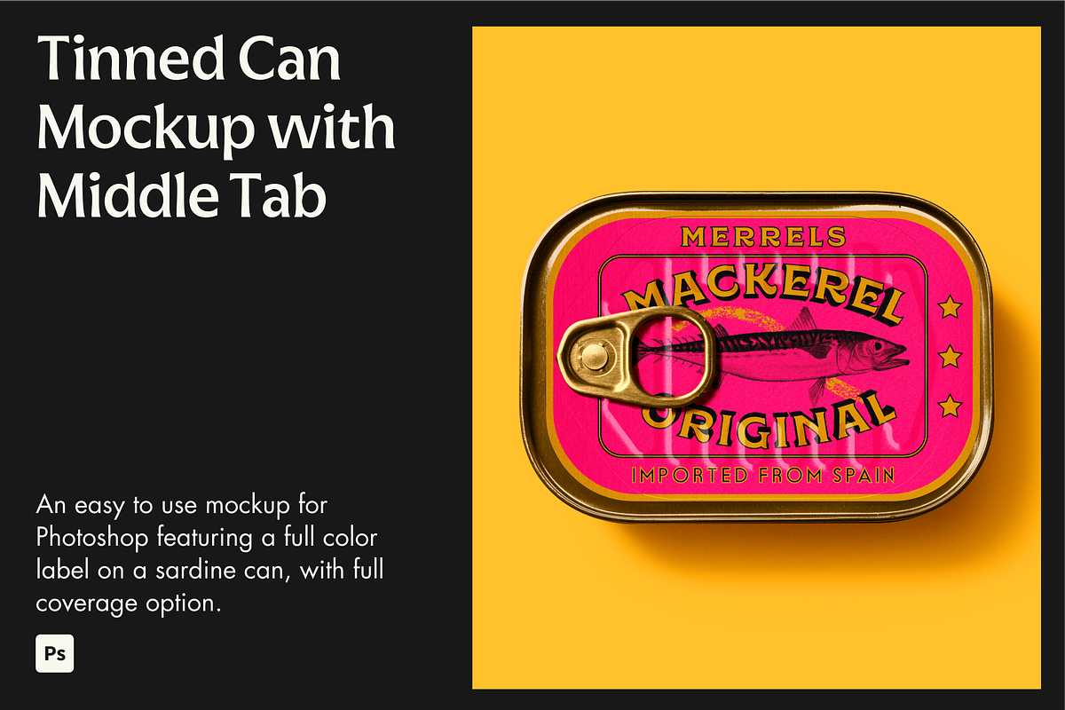 Single Can Tinned Fish Mockup, a Packaging Mockup by Jacob Waites (Photo 1 of 6)
