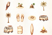 Sepia Tropical Beach Clipart, an Illustration by CrexoraLab (Thumbnail 4 of 5)
