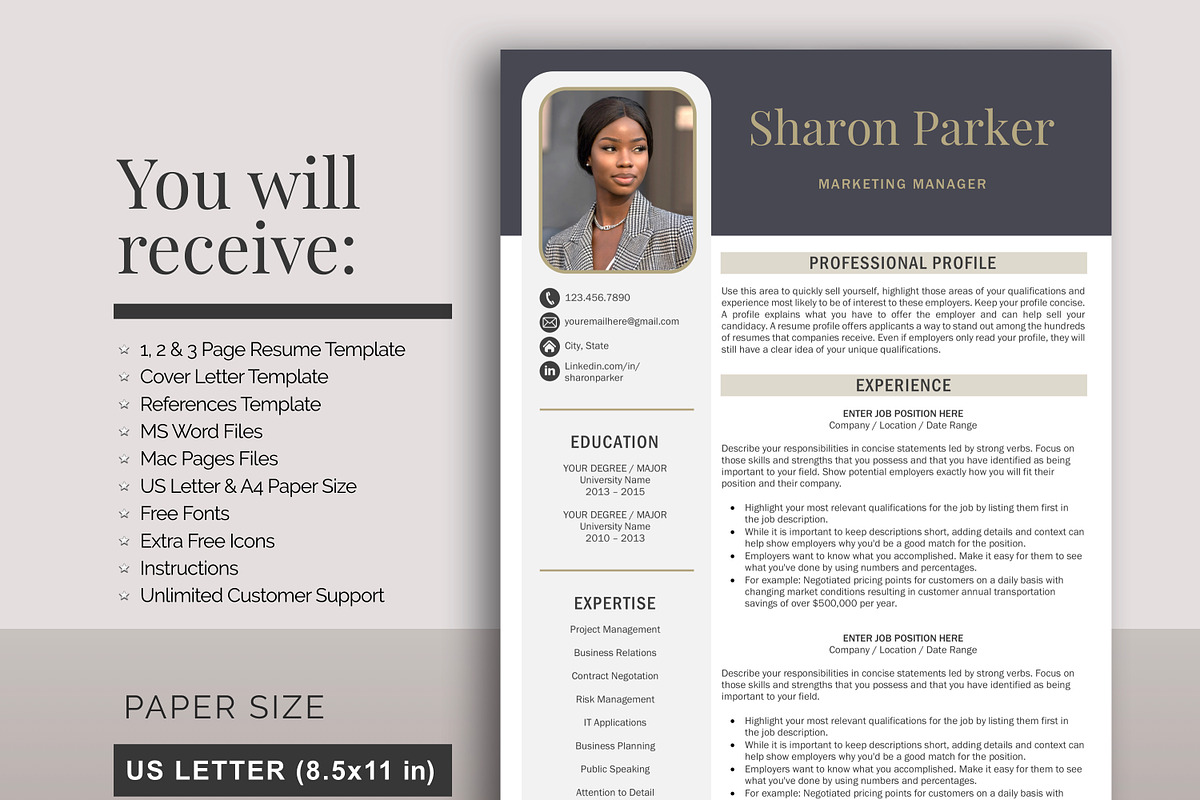 Resume Template + Cover Letter CV, a Resume Template by Klamp Studio (Photo 7 of 8)