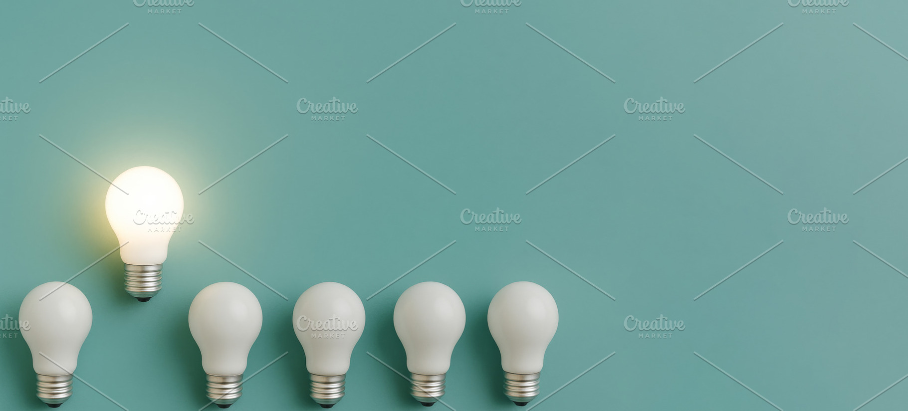 Lightbulb standing out from unlit bu, a Photo by Dvoevnore photos