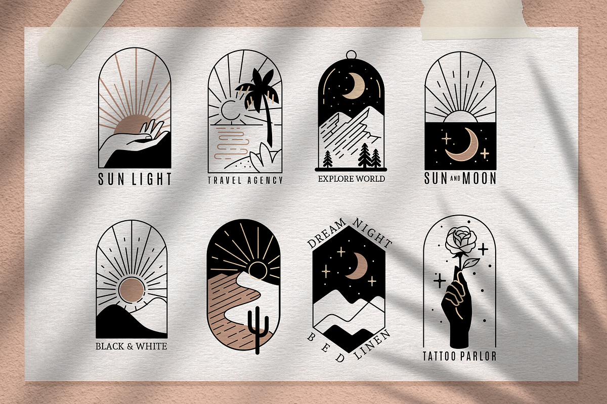 Arch line logo. Female art emblems., an Illustration by bioraven (Photo 2 of 11)