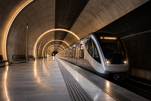 Train at modern subway stop, a Photo by Beautiful things