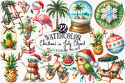 Watercolor Christmas in July Clipart, an Illustration by Designking (Thumbnail 1 of 4)