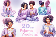 Pajama Party Black Girls Clipart, a Person Illustration by GlamArtZhanna (Thumbnail 1 of 5)