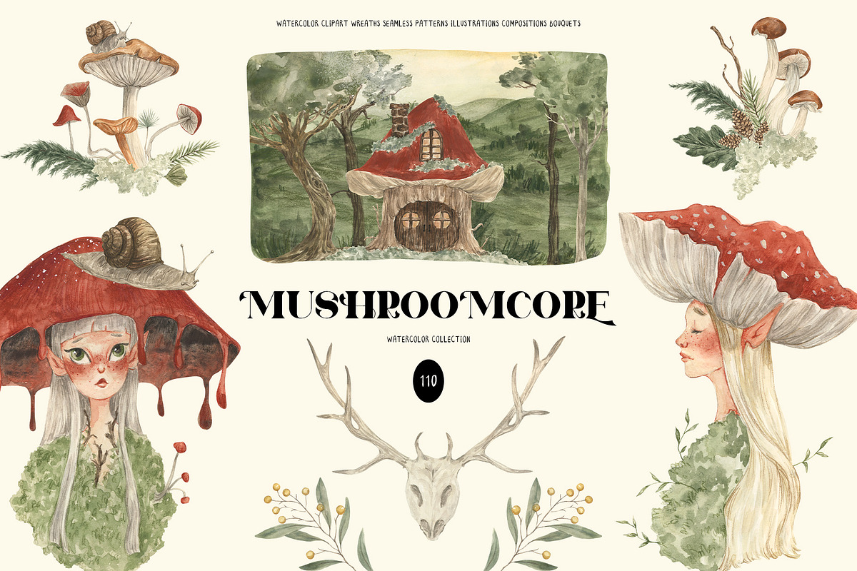MUSHROOMCORE watercolor forest, a Seasonal Illustration by LiChu Art (Photo 1 of 17)
