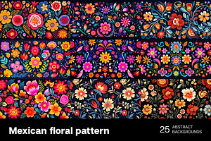 Mexican Floral Pattern. 25 Bundle